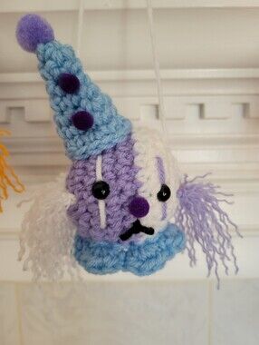 Halloween Clown Hangar Dangler Vintage Look Decoration Ornament Purple Blue